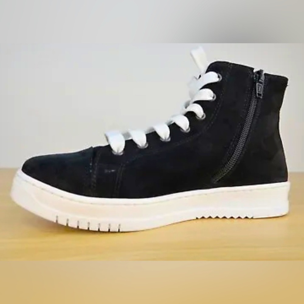 Michael Pasinkoff Black Suede Leather High Top Sneakers Women’s US 6 Euro 36 EUC - Picture 4 of 10